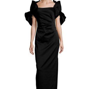 BADGLEY MISCHKA Origami-Sleeve Dress Formal Evening Gown Black Size 6 Pre-owned